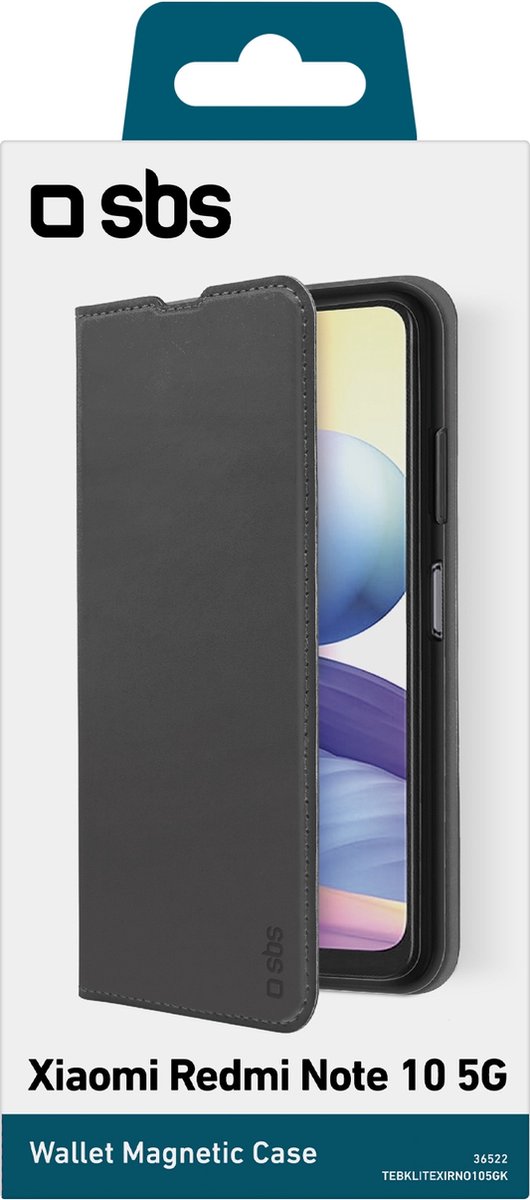 Xiaomi Redmi Note 10 5G Hoesje - SBS - Book Wallet Serie - Kunstlederen Bookcase - Zwart - Hoesje Geschikt Voor Xiaomi Redmi Note 10 5G