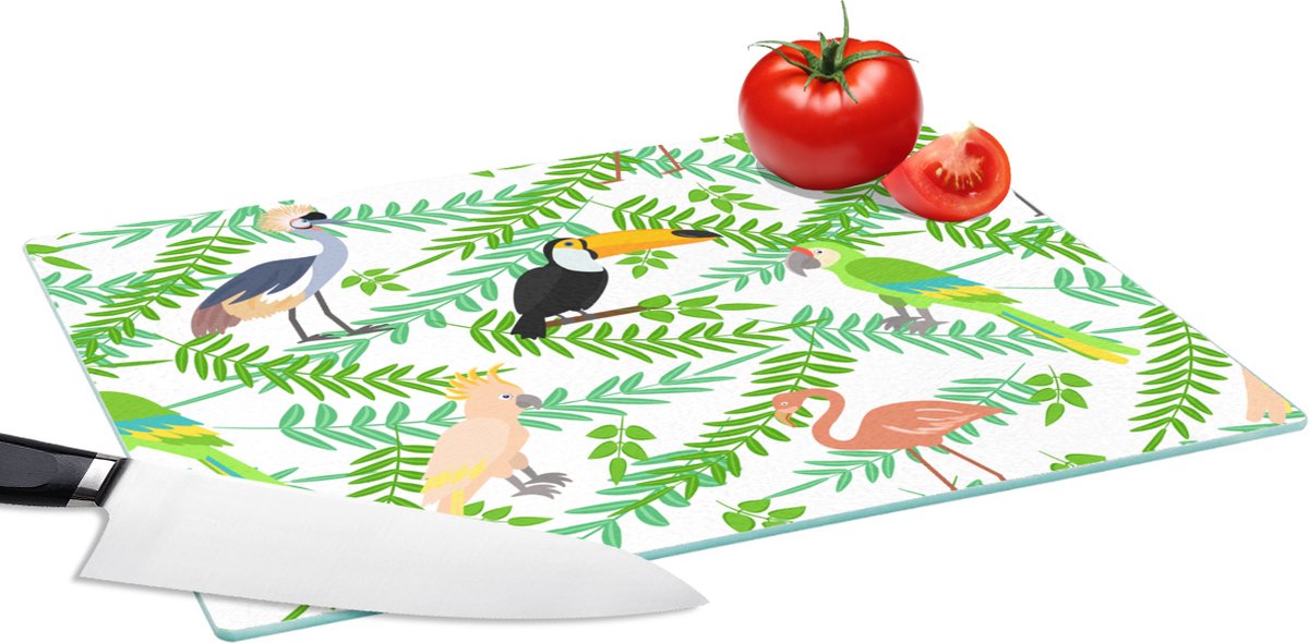 Glazen Snijplank - 39x28 - Jungle - Vogel - Patronen - Snijplanken Glas
