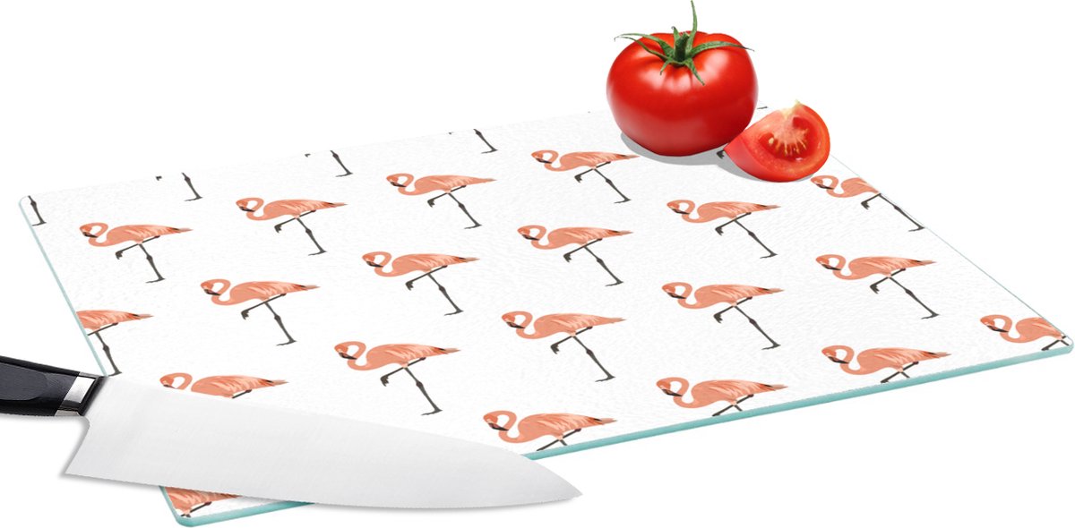 Glazen Snijplank - 39x28 - Patronen - Vogel - Flamingo - Snijplanken Glas