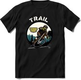 Trail | TSK Studio Mountainbike kleding Sport T-Shirt | Grijs | Heren / Dames | Perfect MTB Verjaardag Cadeau Shirt Maat M