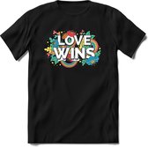 Love Wins | Pride T-Shirt Heren - Dames - Unisex | LHBTI / LGBT / Gay / Homo / Lesbi |Cadeau Shirt | Grappige Love is Love Spreuken - Zinnen - Teksten Maat XL