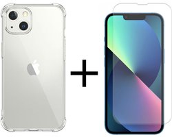 Hoesje Geschikt voor Apple iPhone 13 Schokbestendig Transparant Hoesje + Gratis 9H Tempered Glass Screen Protector