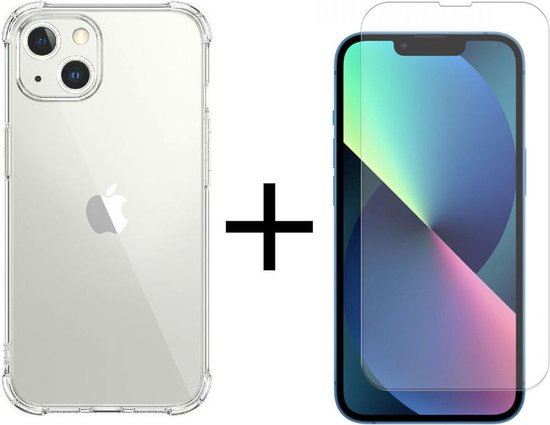 Hoesje Geschikt voor Apple iPhone 13 Schokbestendig Transparant Hoesje + Gratis 9H Tempered Glass Screen Protector
