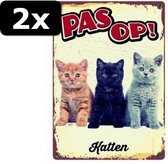 2x WAAKBORD BLIK KATTEN