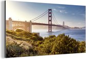 Wanddecoratie Metaal - Aluminium Schilderij Industrieel - De Golden Gate Bridge in Californië - 80x40 cm - Dibond - Foto op aluminium - Industriële muurdecoratie - Voor de woonkamer/slaapkamer