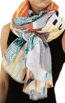 Dames sjaal lang met print 190/90cm taupe