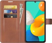 KHAZNEH Samsung Galaxy M32 Hoesje Retro Wallet Book Case Bruin