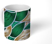 Mok - Abstracte achtergrond met goud en groen - 350 ML - Beker - Uitdeelcadeautjes