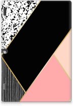 Siliconen Back Cover Lenovo Tab 10 | Tab 2 A10-30 Tablet Hoes Customize Black Pink Shapes met doorzichte zijkanten