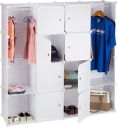 Bol.com kledingkast steeksysteem - 12 vakken - 1455 x 1455 cm - garderobekast slaapkamer - wit aanbieding