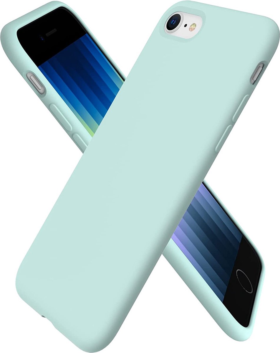 iPhone SE(2022) siliconen hoesje, ultra dun hoesje, volledige bescherming, vloeibaar siliconen hoesje, bescherming voor de Apple iPhone SE(2020) 4,7 inch, muntgroen