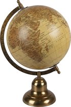 Wereldbol Decoratie 22*22*33 cm Geel, Bruin Hout, Ijzer Rond Globe Aardbol