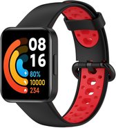 Siliconen Smartwatch bandje - Geschikt voor Redmi Watch 2 - Lite sport bandje - zwart/rood - Strap-it Horlogeband / Polsband / Armband