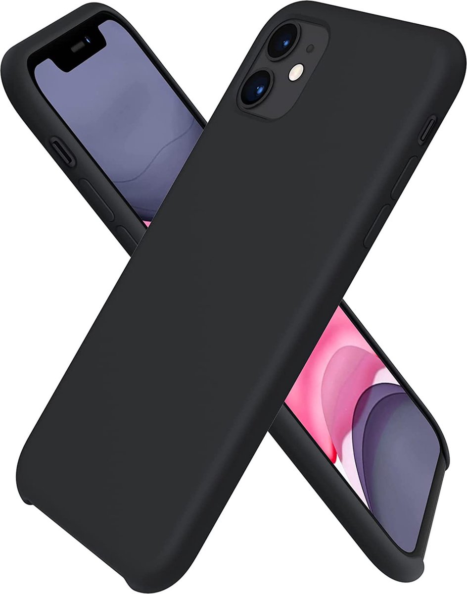 Siliconenhoes voor iPhone 11, ultradunne telefoonhoes van vloeibare silicone, bescherming voor Apple iPhone 11 (2019) 6,1 inch, Middernacht zwart