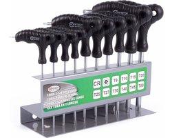 Hofftech T-Greep Torxsleutel Set - 10-delig - Inclusief Opbergrek - T9 t/m T50 - Chroom-vanadiumstaal