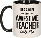 Cadeau Awesome teacher / Awesome teacher tasse / mug - noir avec blanc - 300 ml céramique - tasses noires