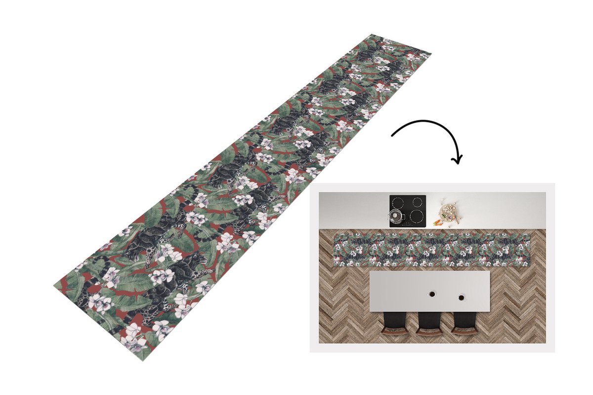 KitchenYeah Keukenloper - Keukenmat - Jungle - Bloem - Panter - Patronen - 360x60 cm - Keuken vloerkleed Multicolor