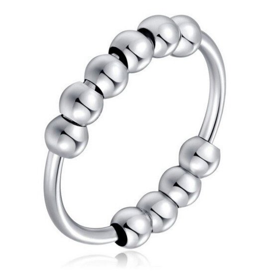 Anneau d'anxiété - Ring de stress - Ring Fidget - Ring d'anxiété pour doigt - Ring pivotant pour femme - Ring Ring Ring - Acier inoxydable - (19,00 mm / taille 60)