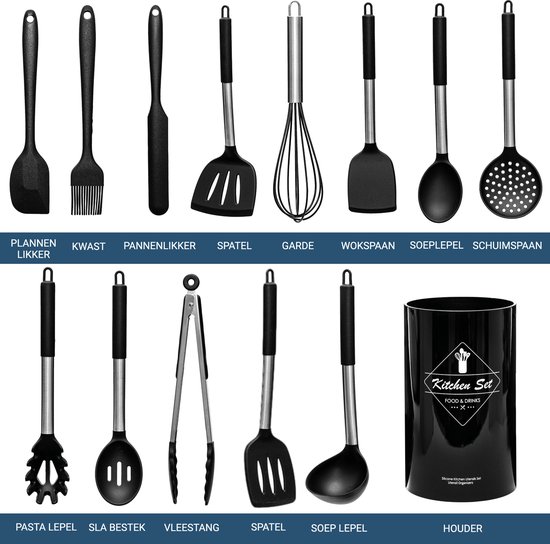 JOYBOY 37 Pièces Kit Ustensiles de Cuisine en Acier Inoxydable, en Silicone  Antiadhésive Anti-Rayures et Résistante à la Chaleur,Ensemble de Cuisine  sans BPA : : Cuisine et Maison