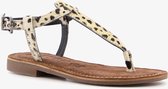 Groot leren meisjes sandalen met luipaardprint - Beige - Maat 34 - Echt leer