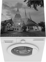 Wasmachine beschermer mat - Wat Pho - Tempel - Zwart - Wit - Breedte 60 cm x hoogte 60 cm