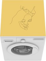 Wasmachine beschermer mat - Knuffel - Liefde - Line art - Breedte 60 cm x hoogte 60 cm