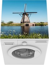 Wasmachine beschermer mat - Molen - Bloemen - Wit - Breedte 60 cm x hoogte 60 cm