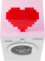 Wasmachine beschermer mat - Rood hart gevormd door lego - Breedte 60 cm x hoogte 60 cm