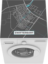 Wasmachine beschermer mat - Plattegrond - Swifterbant - Grijs - Blauw - Breedte 60 cm x hoogte 60 cm - Stadskaart