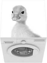 Wasmachine beschermer - Wasmachine mat - Eendje - Portret dierenprint - zwart wit - 60x60 cm - Droger beschermer