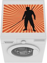 Wasmachine beschermer mat - Een silhouet illustratie van de Samoerai met een zwaard - Breedte 55 cm x hoogte 45 cm