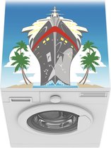 Wasmachine beschermer mat - een cruiseschip tussen palmbomen - Breedte 60 cm x hoogte 60 cm