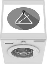 Wasmachine beschermer mat - Illustratie van een triangel in een rode cirkel - zwart wit - Breedte 55 cm x hoogte 45 cm