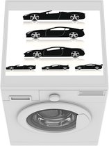 Wasmachine beschermer mat - Illustraties van silhouetten van race auto's - Breedte 55 cm x hoogte 45 cm