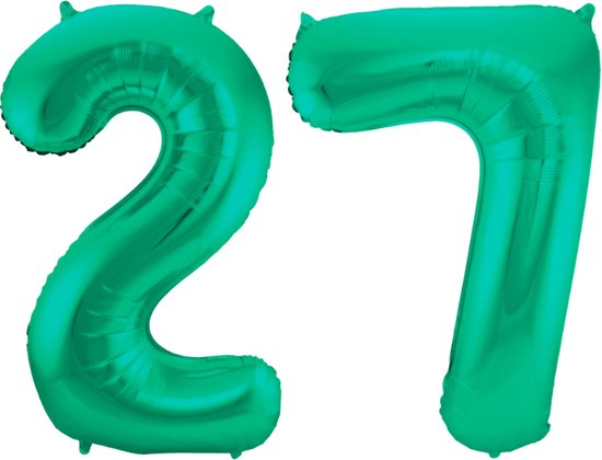 Folieballon 27 jaar metallic groen 86cm
