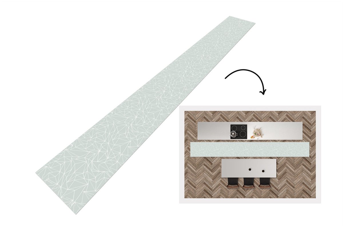 KitchenYeah Keukenloper - Keukenmat - Netwerk - Driehoek - Patronen - 400x50 cm - Keuken vloerkleed Multicolor