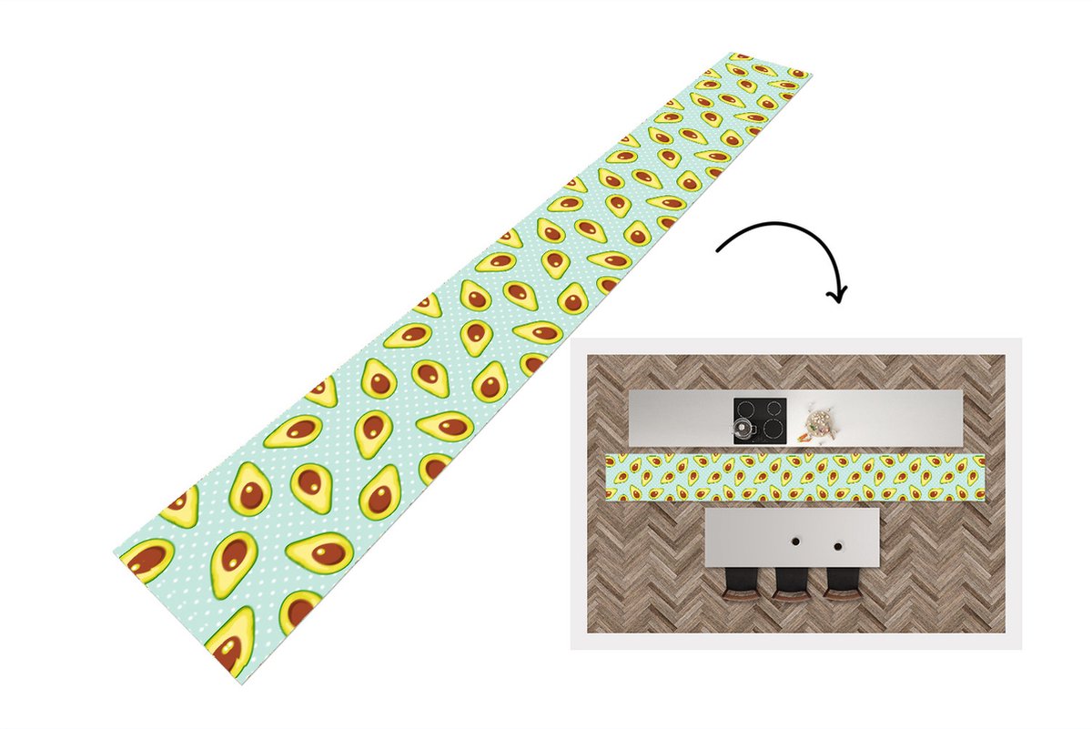 KitchenYeah Keukenloper - Keukenmat - Avocado - Patronen - Stippen - 480x60 cm - Keuken vloerkleed Multicolor