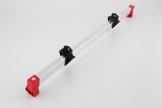 Altrex stabiliteitsbalk met aluminium profiel en rode kunststof doppen.