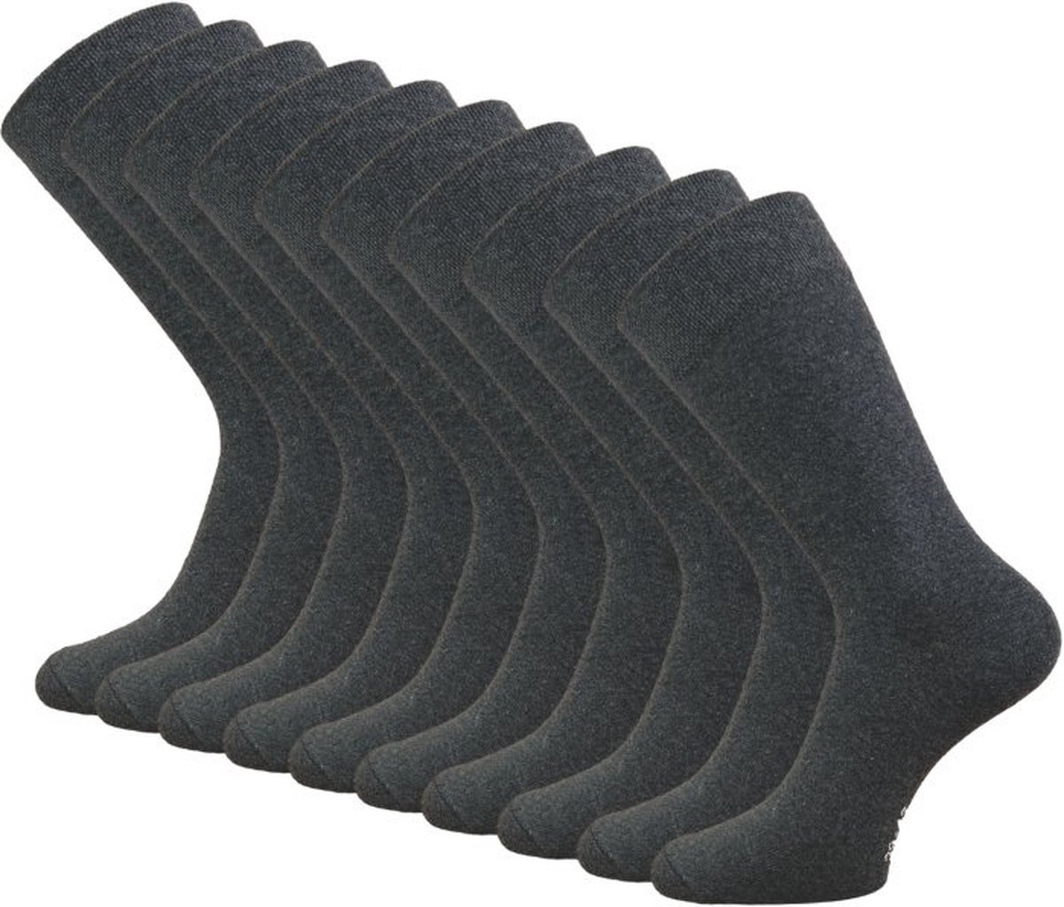 10 paar Basic Sokken - VANSENZO® - Antraciet - Maat 35-38