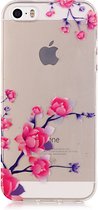 Peachy Transparant Bloesemtakken TPU iPhone 5 5s SE 2016 hoesje - Roze Paars