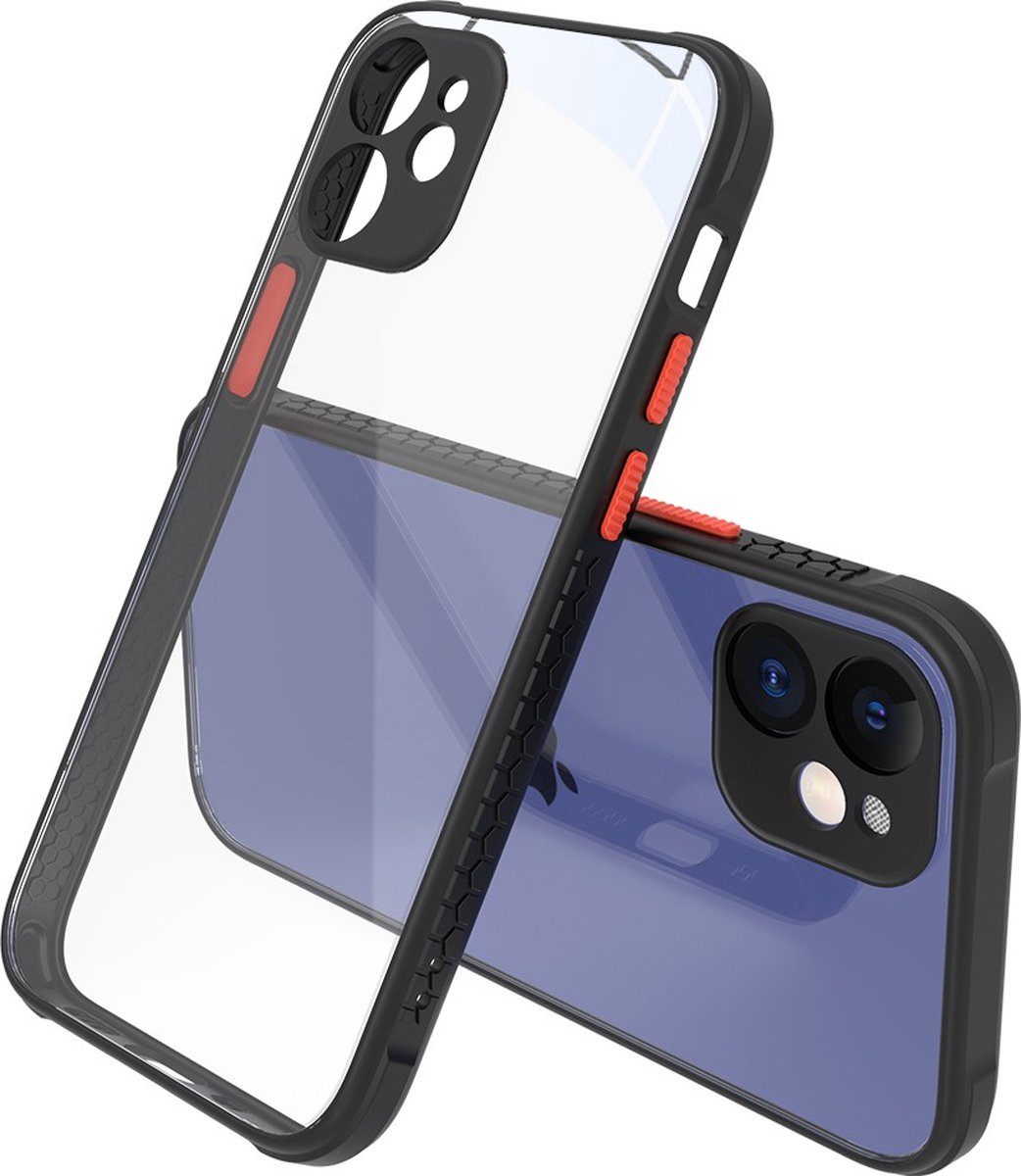 Peachy Clear kunststof hoesje geschikt voor iPhone 12 mini - transparant met zwart