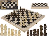 Schaakspel hout - Inklapbaar schaakspel - 34 x 34cm - Reis schaakbord met schaakstukken - Schaakspellen Opvouwbaar - 34 x 34cm