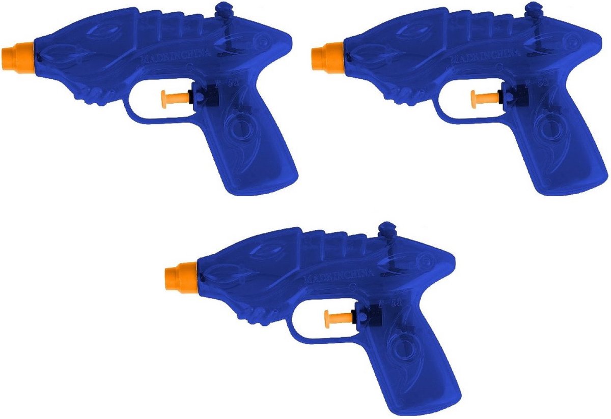 Summertime Waterpistool blauw - 3x - 16,5 cm - 100ml inhoud - leuk voor waterpret