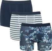 Scotch & Soda 3P bloem & streep blauw - L