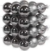 36x Boules de Noël en verre gris titane 4 cm - mat / brillant - Décorations pour sapin de Noël nuances de gris