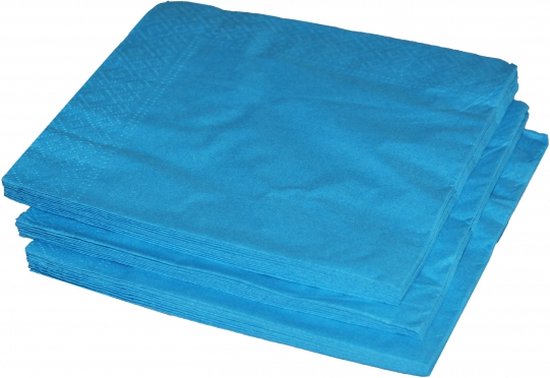 Serviettes couleur bleu ciel - triple épaisseur- 33 x 33 cm.