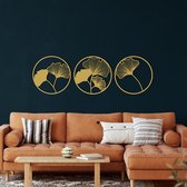 Wanddecoratie |Ginkgo Biloba-blad /Ginkgo Biloba Leaf  | Metal - Wall Art | Muurdecoratie | Woonkamer |Gouden| 90x90cm