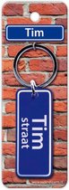 sleutelhanger straatnaam Tim 9 cm staal blauw