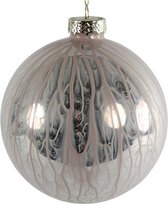 kerstbal Saris 8 cm glas lichtroze