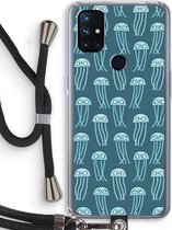 Case Company® - OnePlus Nord N10 5G hoesje met Koord - Kwallie - Telefoonhoesje met Zwart Koord - Bescherming aan alle Kanten en Over de Schermrand